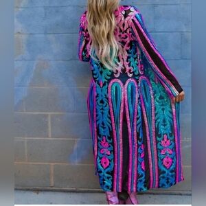 Southern Fried Chics Sequin Duster With Blue and Pink Accents